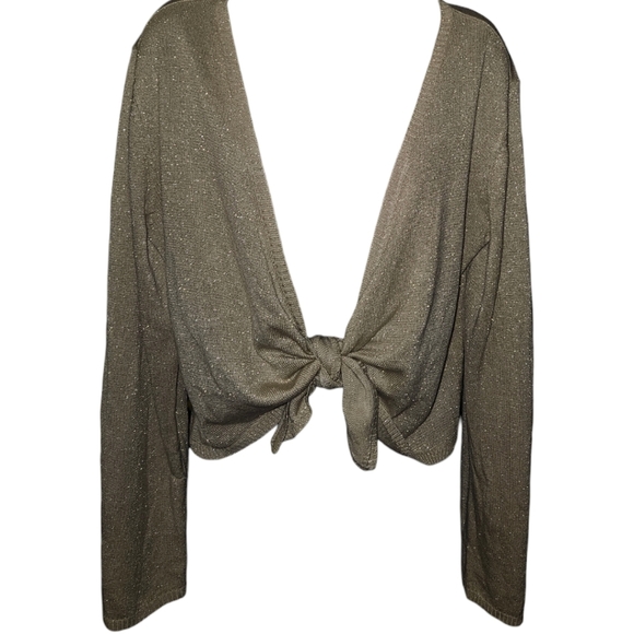 NWT New York & Company Versatile Gold Shimmer Long Sleeve Cardigan - Picture 2 of 6